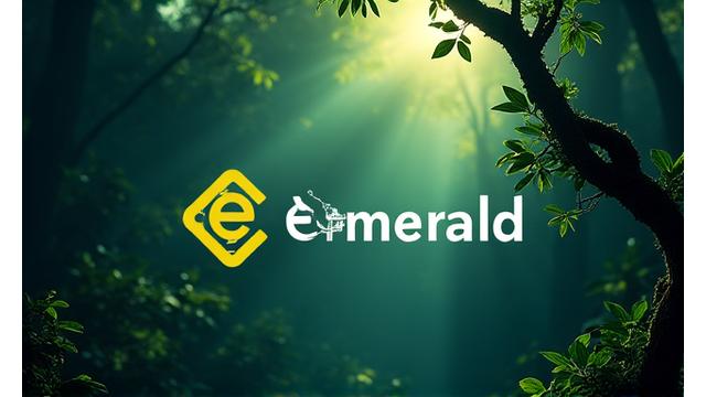 Emerald Chain logo in front of a digital rainforest background